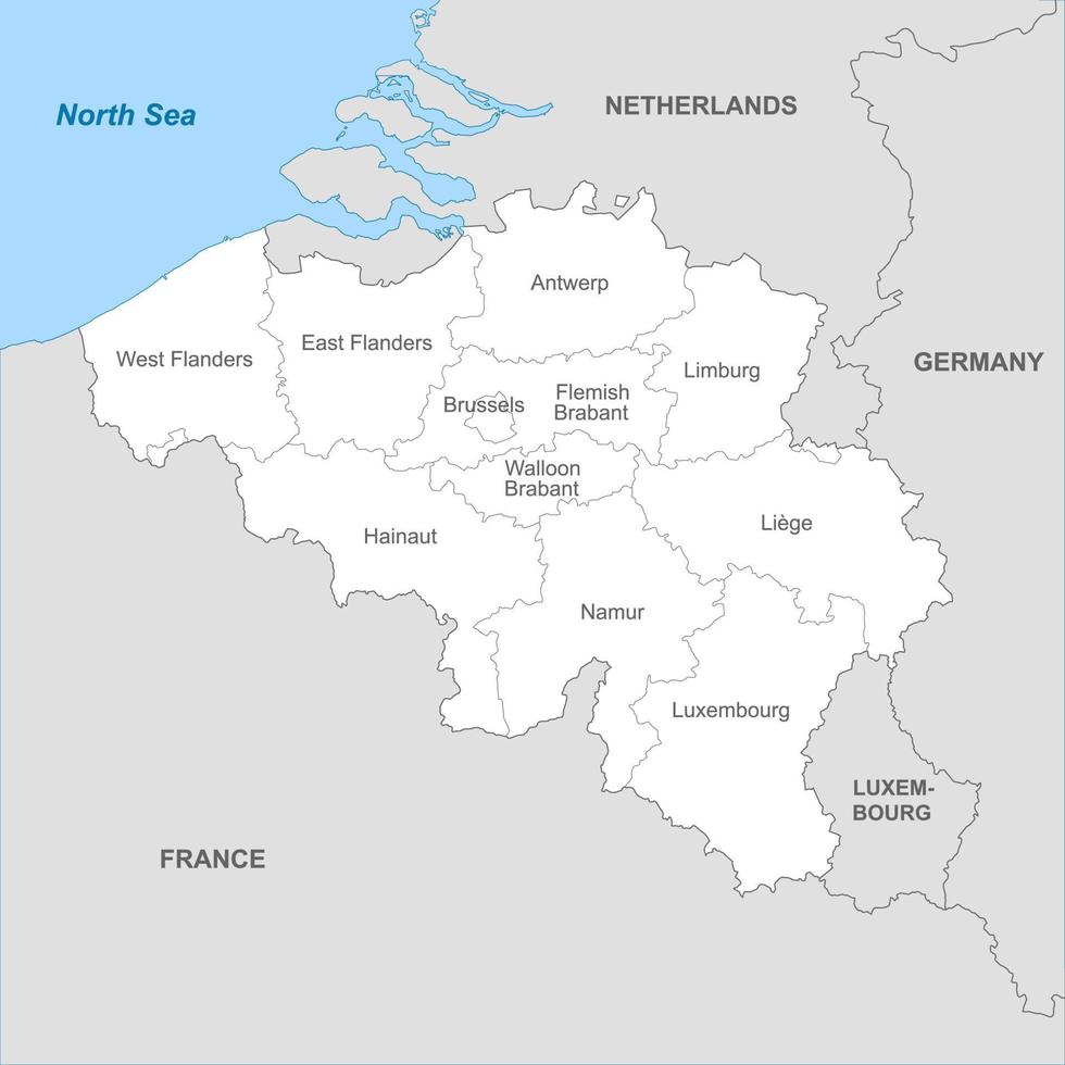 politisch Karte von Belgien mit Grenzen mit Grenzen von Regionen vektor