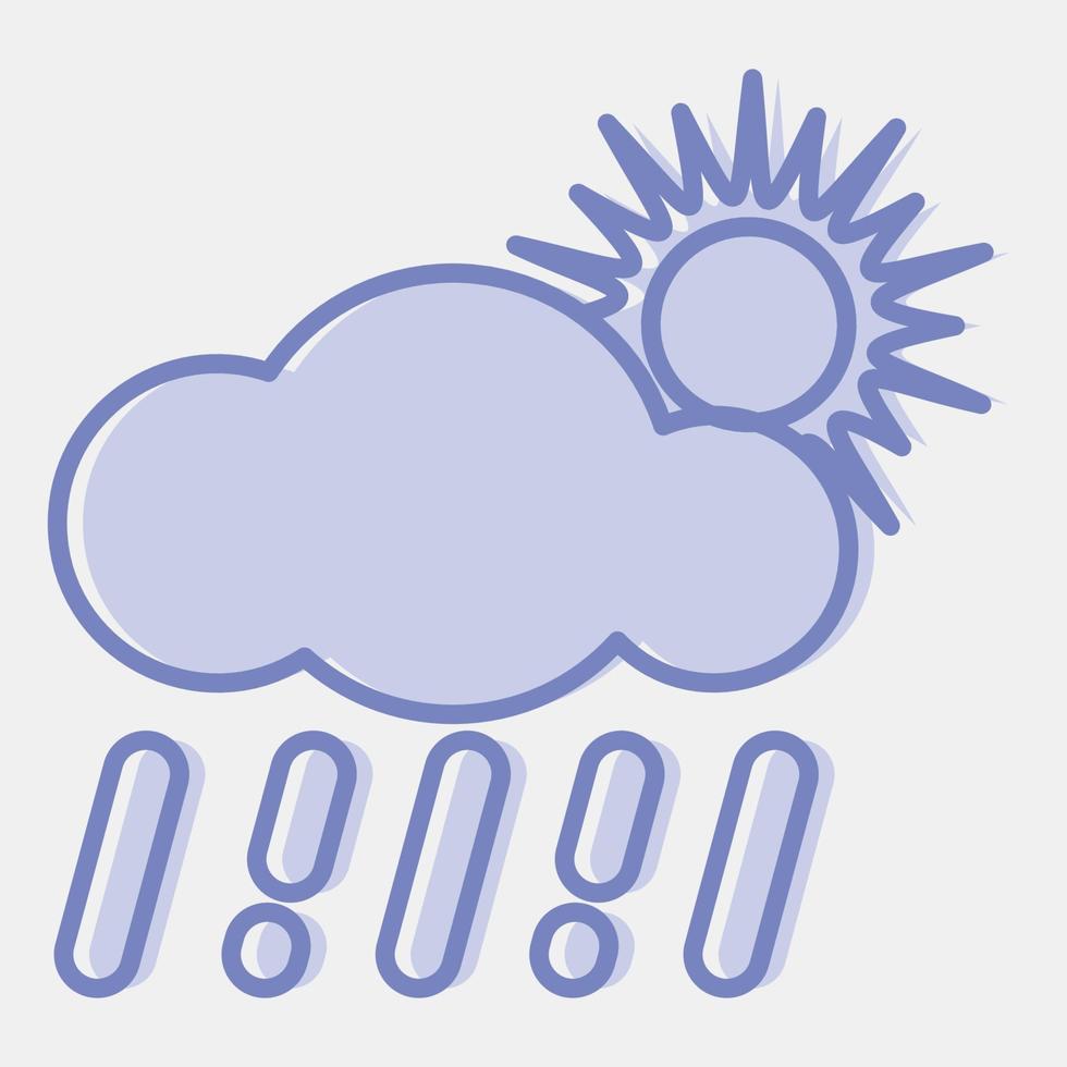 ikon regn med Sol. väder element symbol. ikoner i två tona stil. Bra för grafik, webb, smartphone app, affischer, infografik, logotyp, tecken, etc. vektor