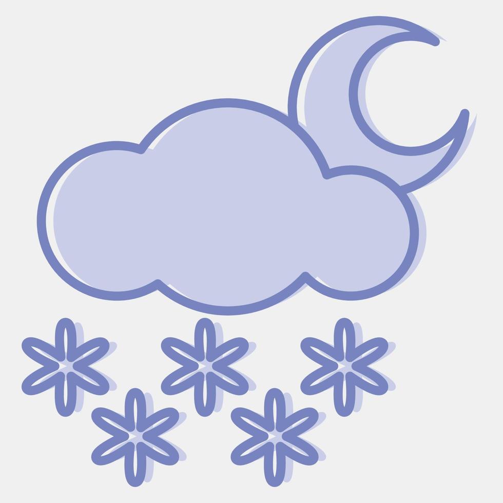 ikon snöar natt. väder element symbol. ikoner i två tona stil. Bra för grafik, webb, smartphone app, affischer, infografik, logotyp, tecken, etc. vektor
