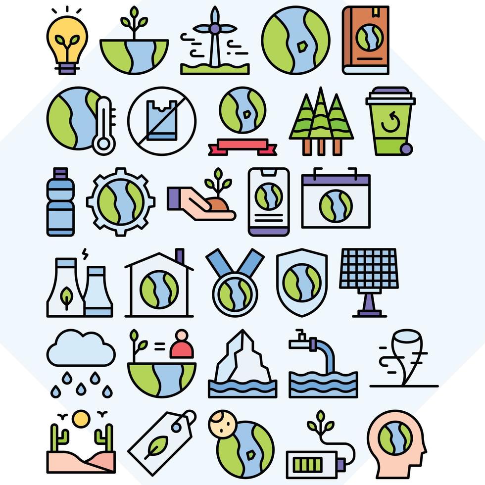 Natur, Öko, Ökologie, Illustration, Globus Symbol Pack vektor