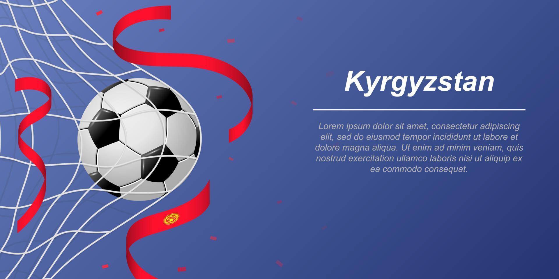 fotboll bakgrund med flygande band i färger av de flagga av kyrgyzstan vektor