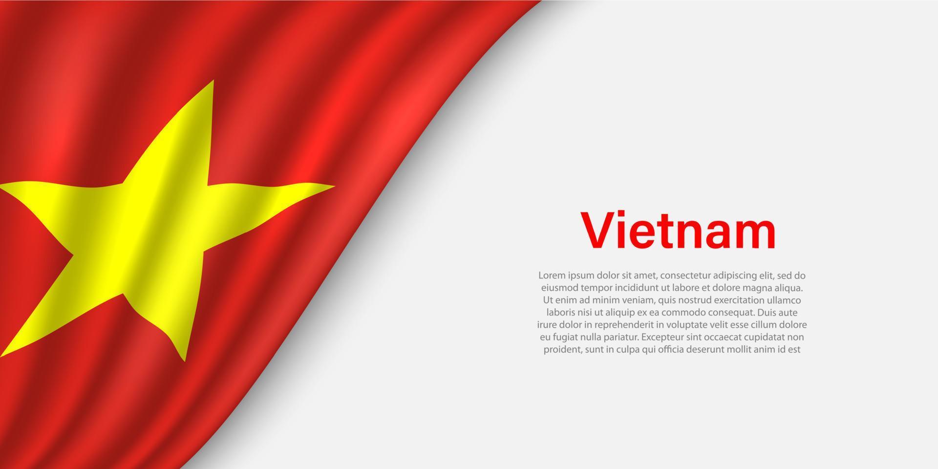 Welle Flagge von Vietnam auf Weiß Hintergrund. vektor