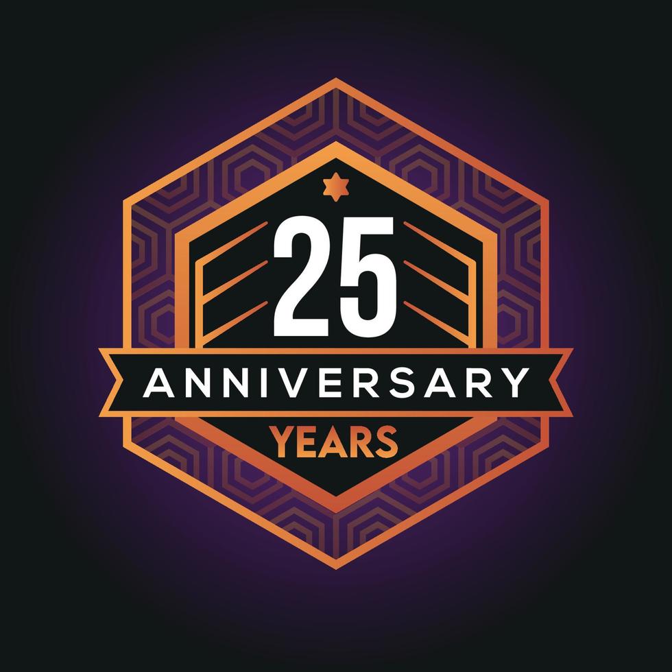 25:e år årsdag firande abstrakt logotyp design på vantage svart bakgrund vektor mall