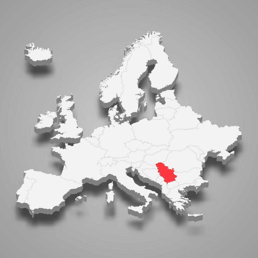 serbia Land plats inom Europa 3d Karta vektor