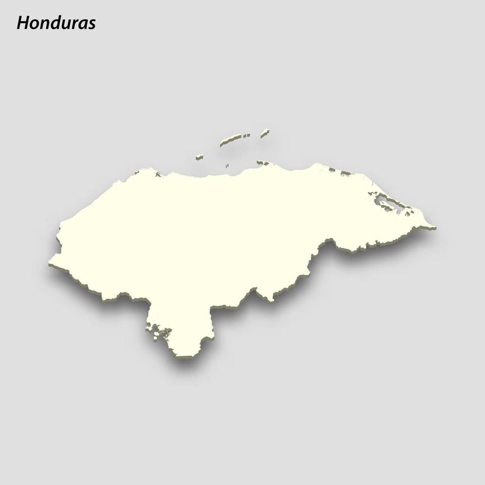 3d isometrisk Karta av honduras isolerat med skugga vektor