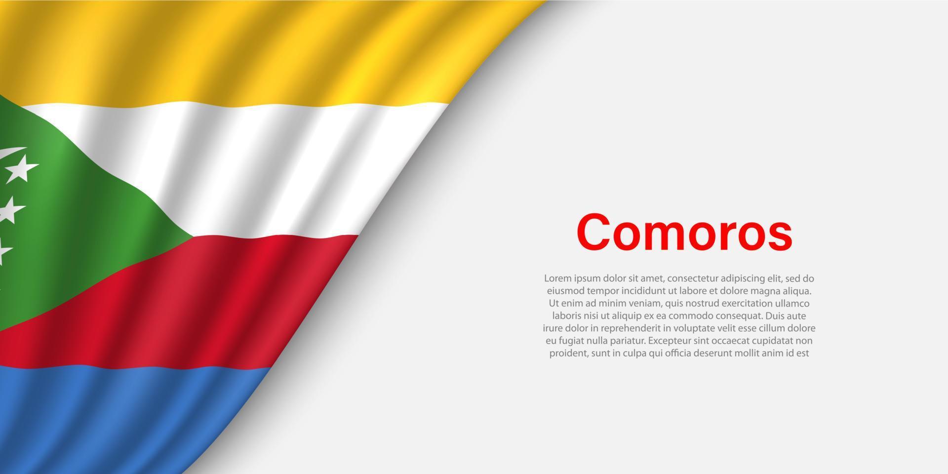 Welle Flagge von Komoren auf Weiß Hintergrund. vektor