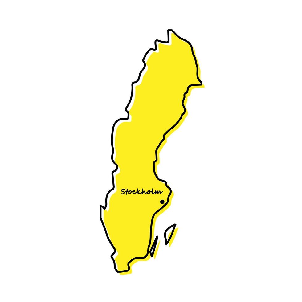 enkel översikt Karta av Sverige med huvudstad plats vektor