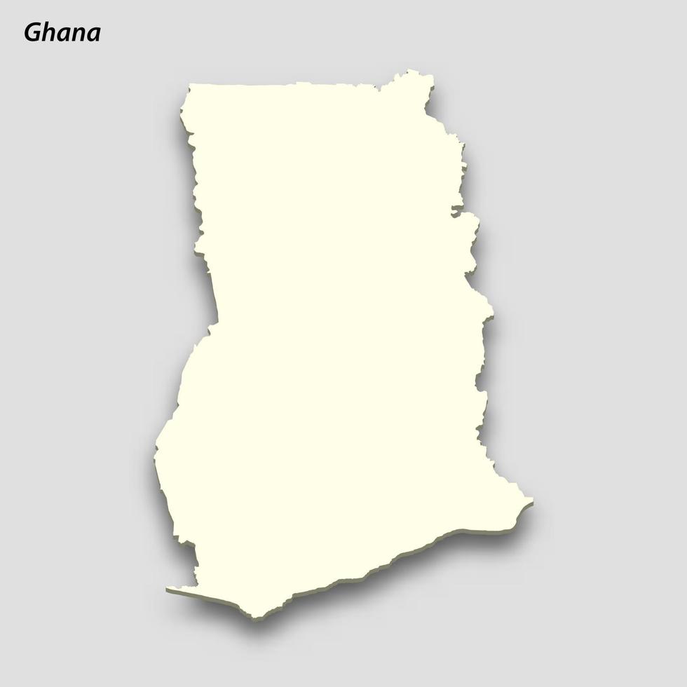 3d isometrisch Karte von Ghana isoliert mit Schatten vektor