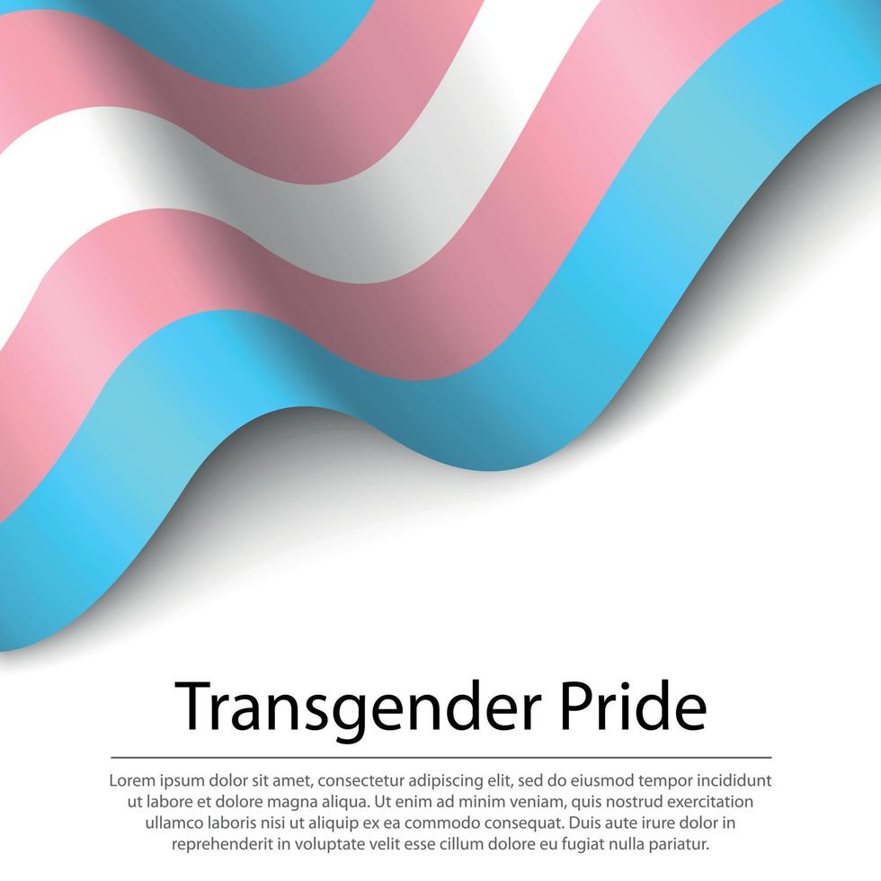 vinka flagga av trans stolthet på vit bakgrund. baner eller vektor