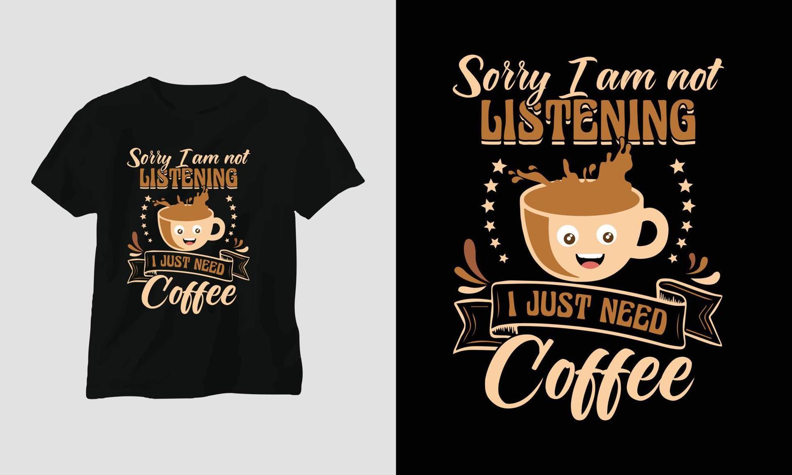 Kaffee Zitate T-Shirt Design Vorlage Vektor, Typografie Stil vektor