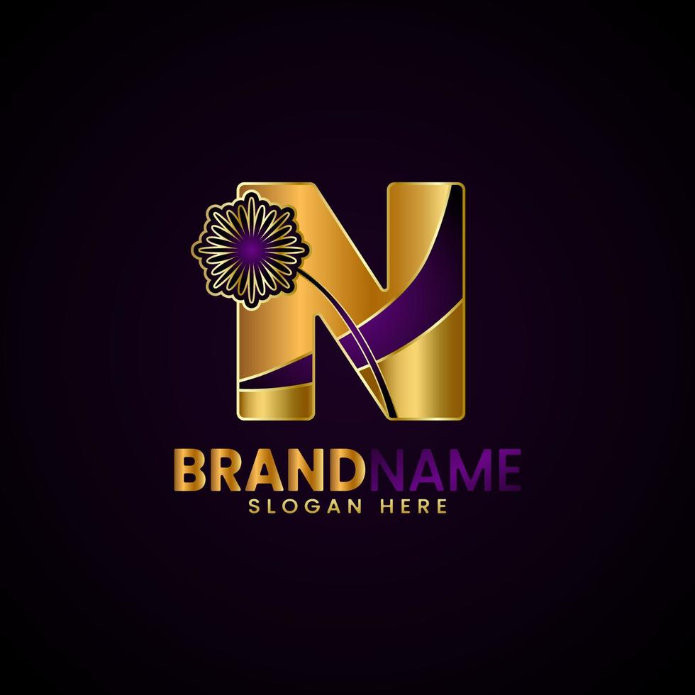 lyx första brev n logotyp design, för företag, boutique, affärer, mode, etc vektor