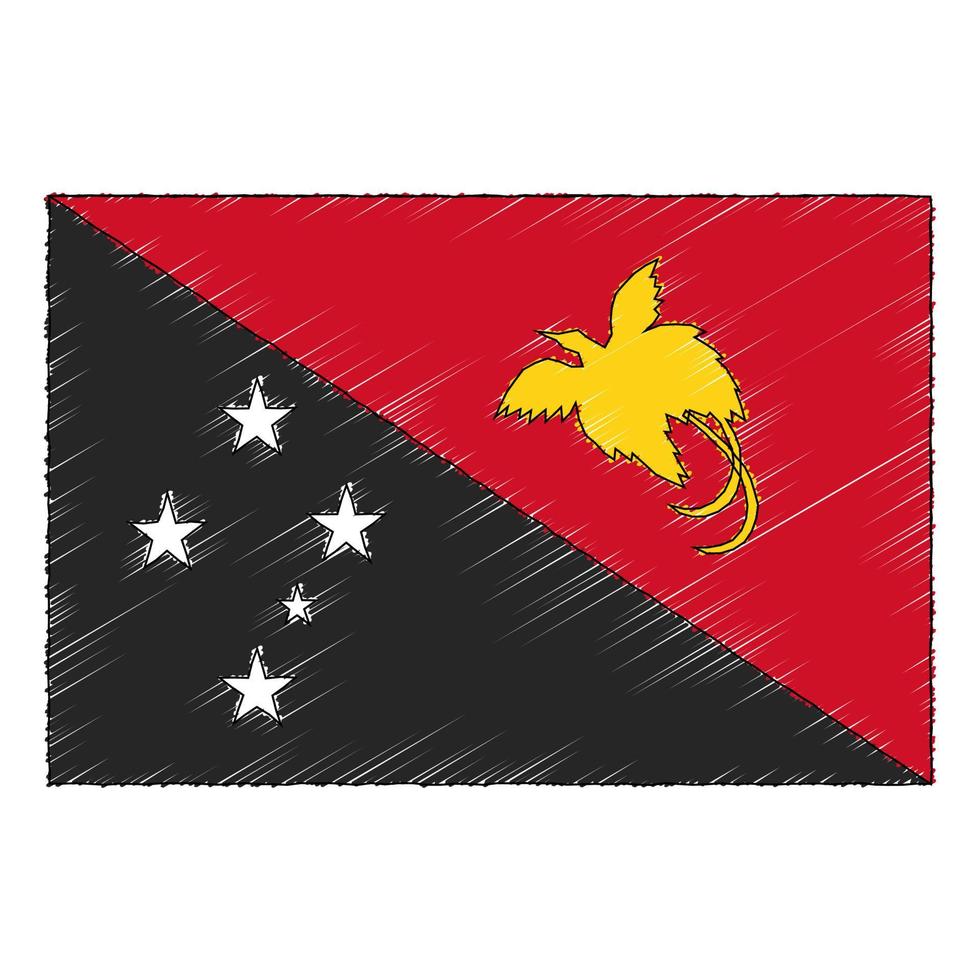 hand dragen skiss flagga av papua ny guinea. klotter stil ikon vektor