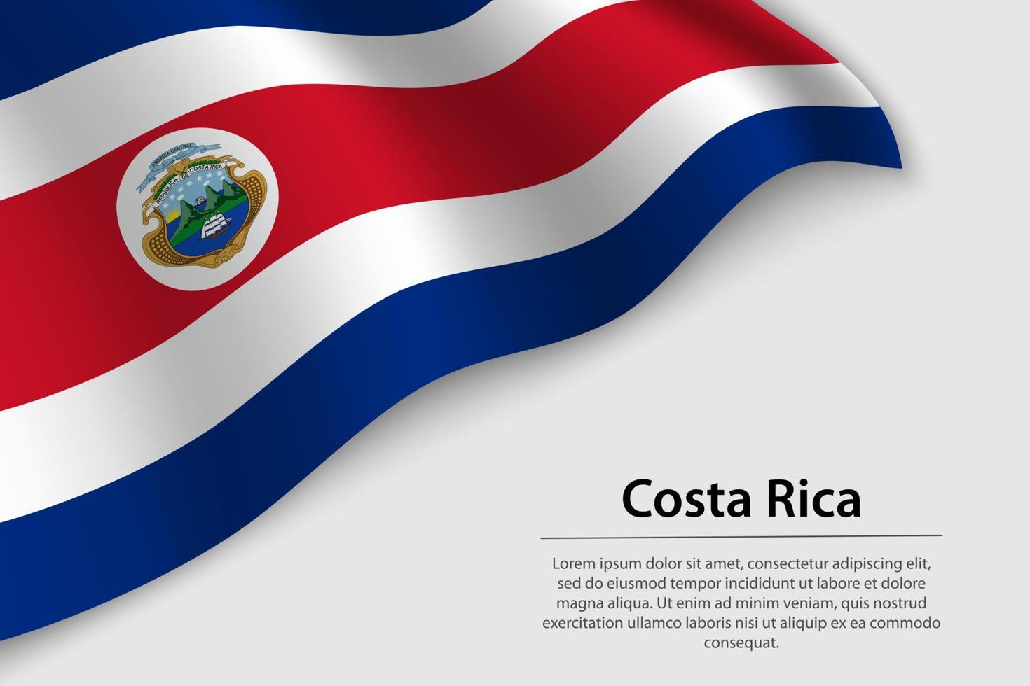 Welle Flagge von Costa Rica auf Weiß Hintergrund. Banner oder Band ve vektor