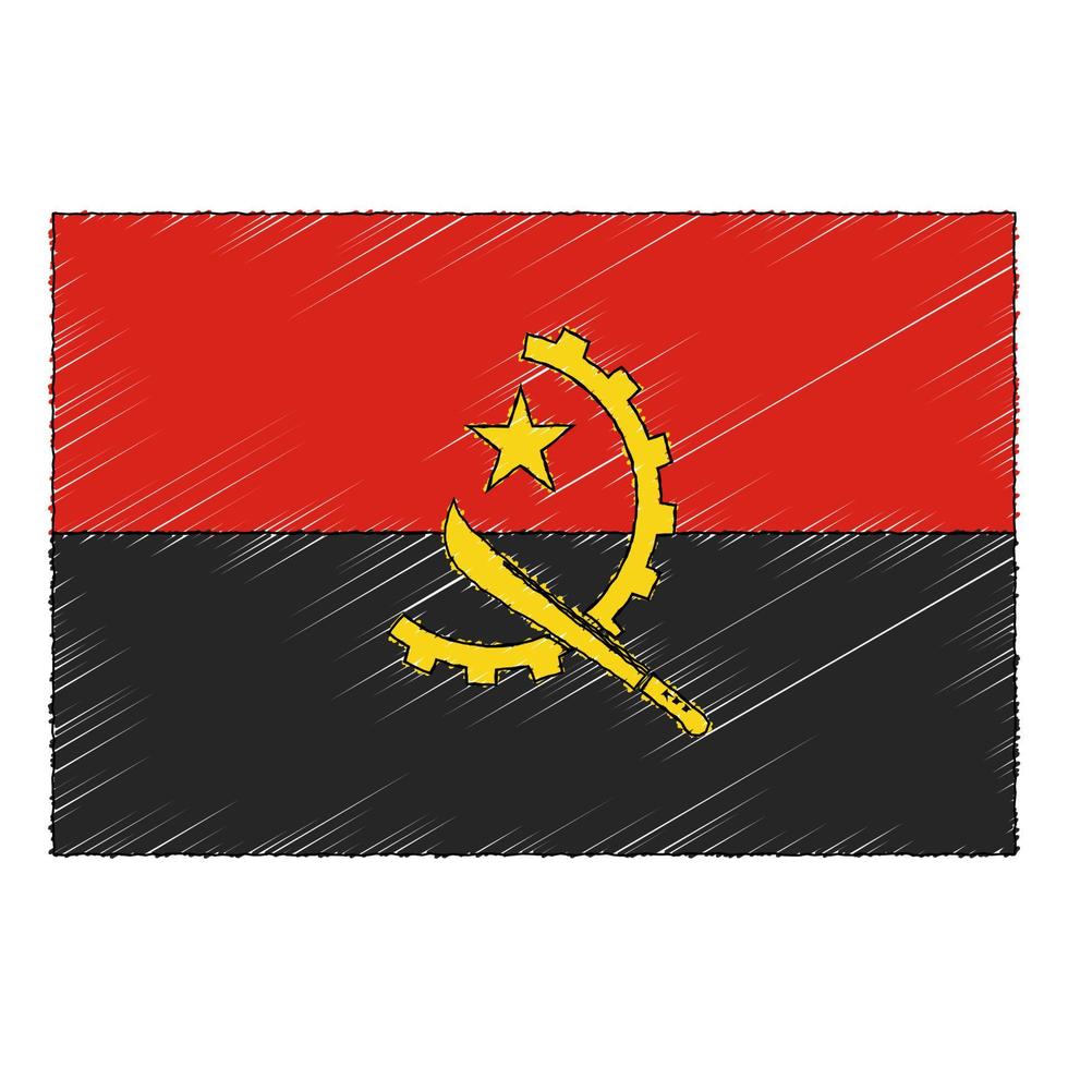 Hand gezeichnet skizzieren Flagge von Angola. Gekritzel Stil Symbol vektor