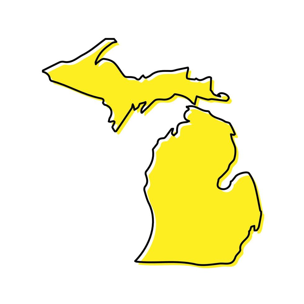 einfach Gliederung Karte von Michigan ist ein Zustand von vereinigt Zustände. Stil vektor