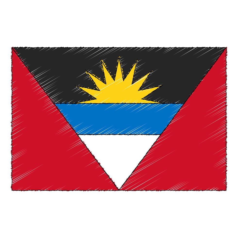 Hand gezeichnet skizzieren Flagge von Antigua und Barbuda. Gekritzel Stil Symbol vektor