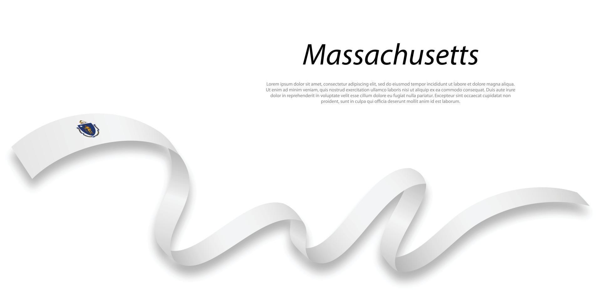 winken Band oder Streifen mit Flagge von Massachusetts vektor
