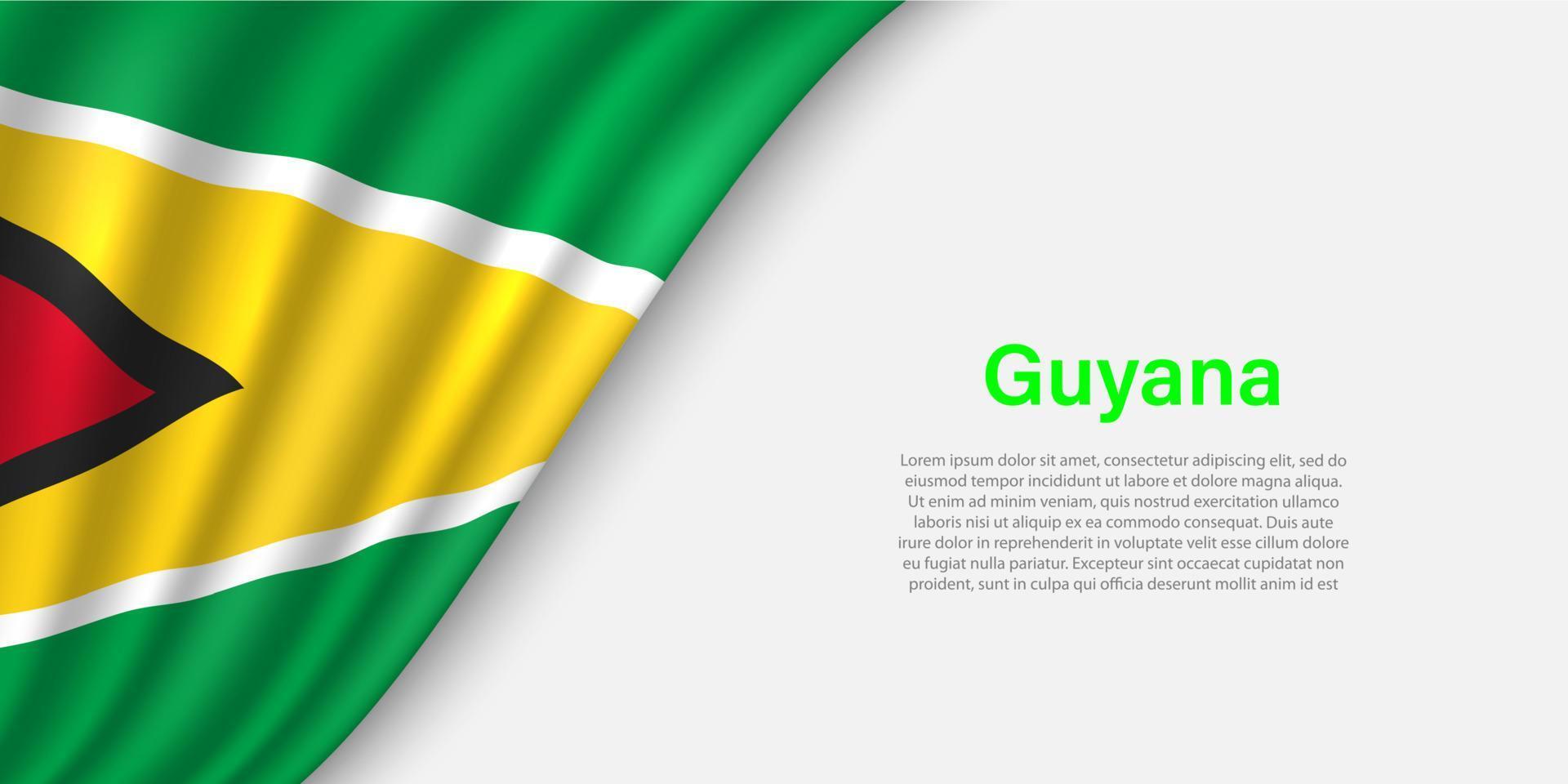 Welle Flagge von Guyana auf Weiß Hintergrund. vektor