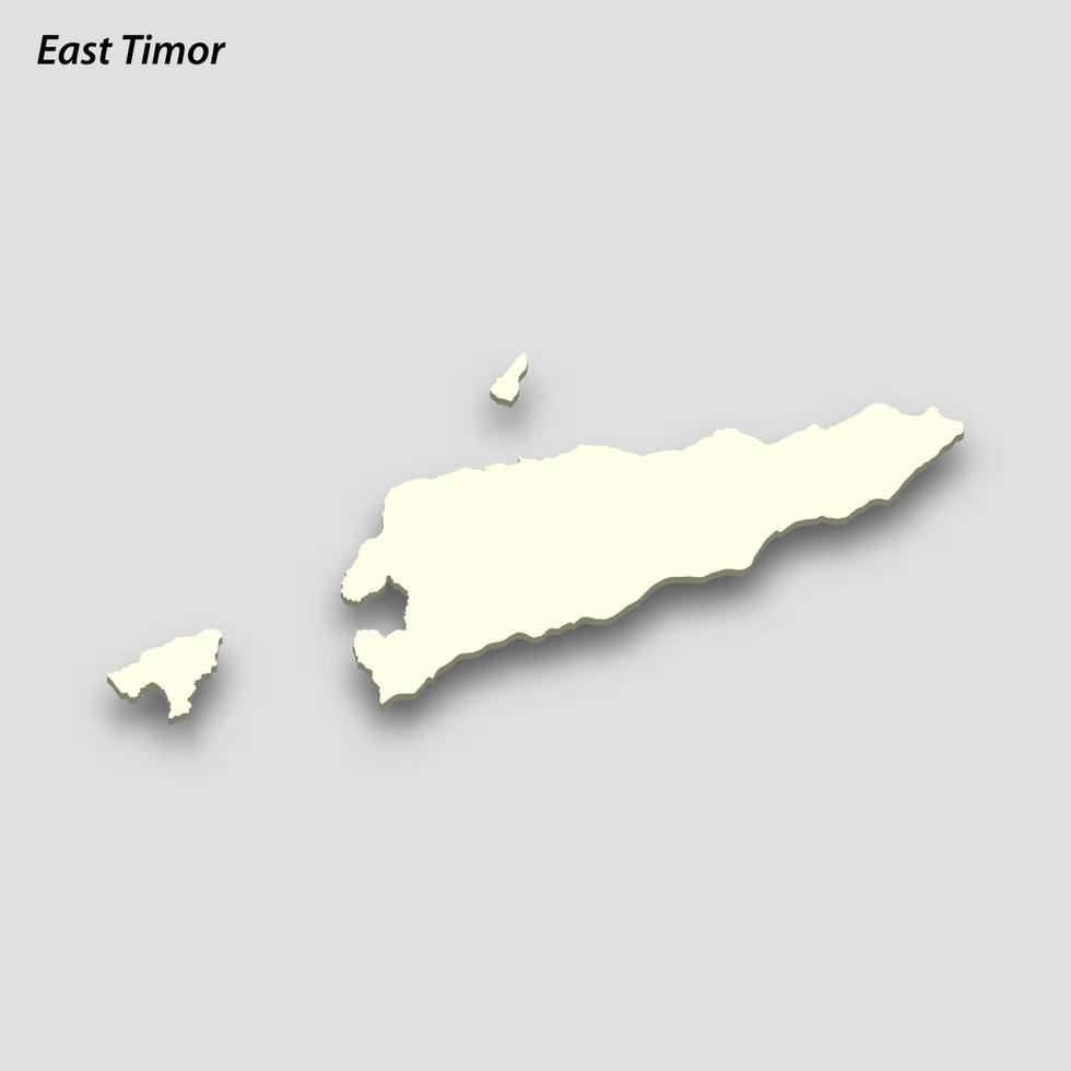 3d isometrisk Karta av öst timor isolerat med skugga vektor