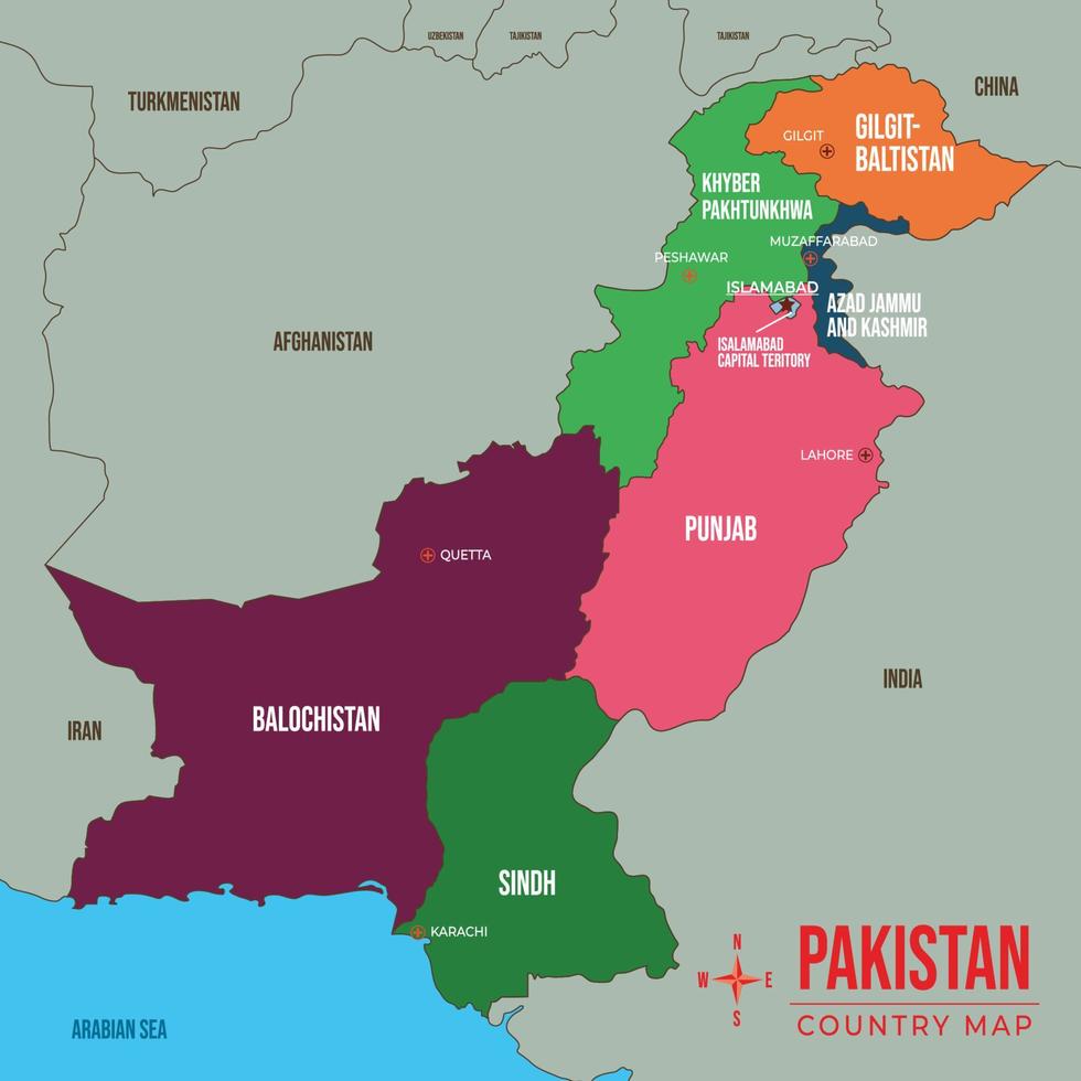 Land Karte speziell Detaillierung Pakistan vektor