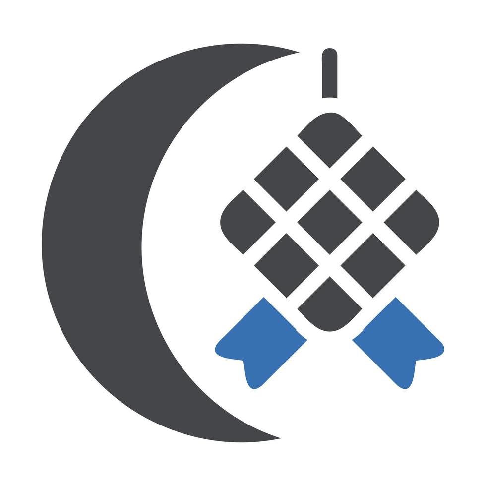 Ketupat ikon fast grå blå stil ramadan illustration vektor element och symbol perfekt.