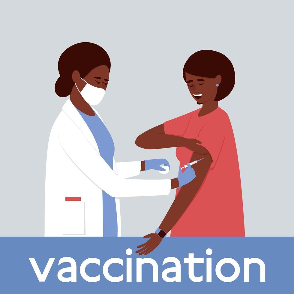 en sjuksköterska vaccinerar en kvinna vektor