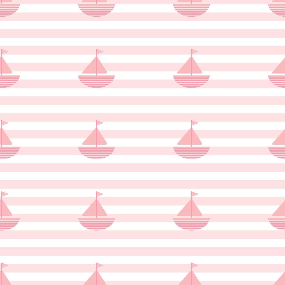 klippbok sömlös bakgrund. rosa bebis dusch mönster. söt skriva ut med båt vektor