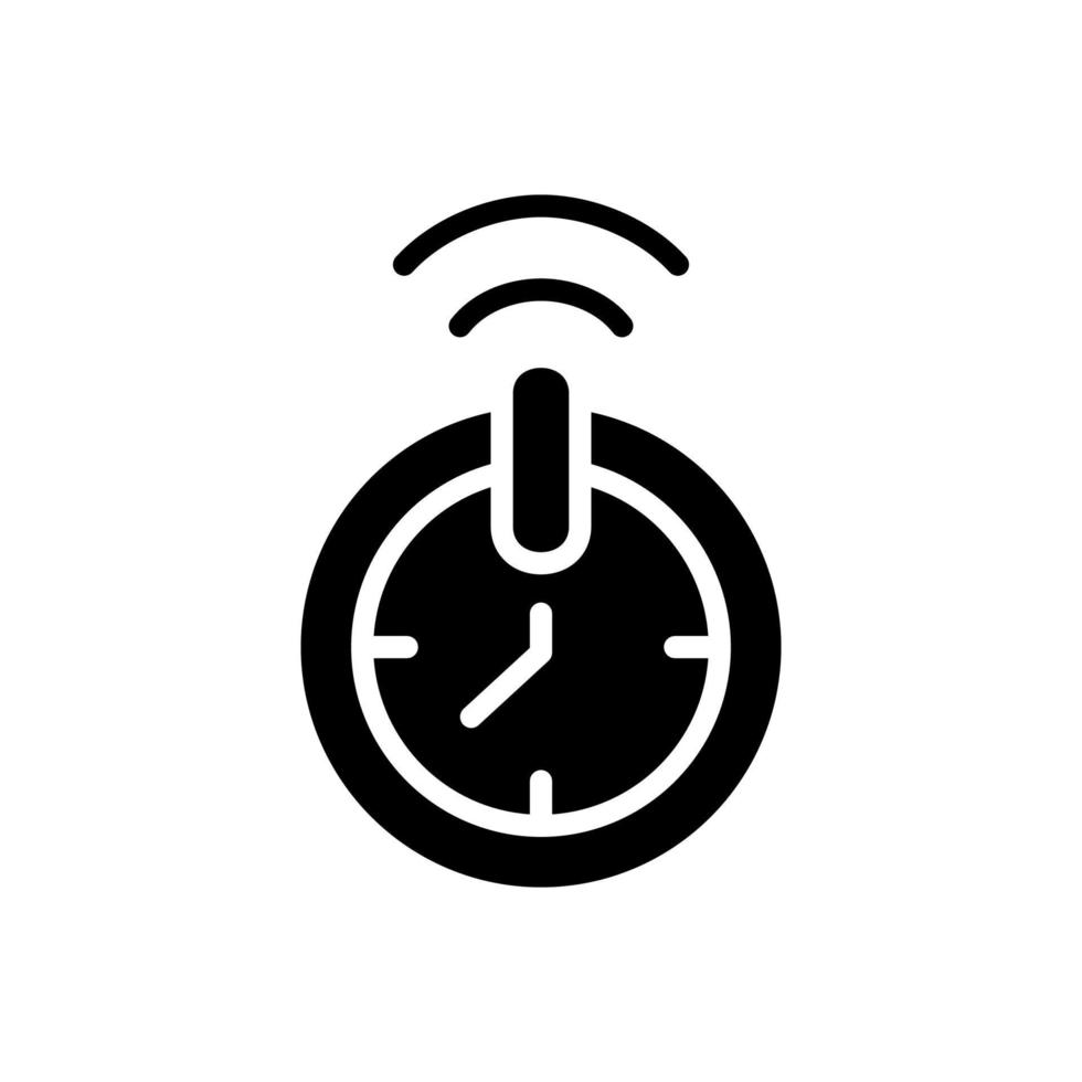 automatisk Stäng av timer svart glyf ikon. nedräkning Hem apparat. enheter kontrollera. internet av saker. smart Hem. silhuett symbol på vit Plats. fast piktogram. vektor isolerat illustration