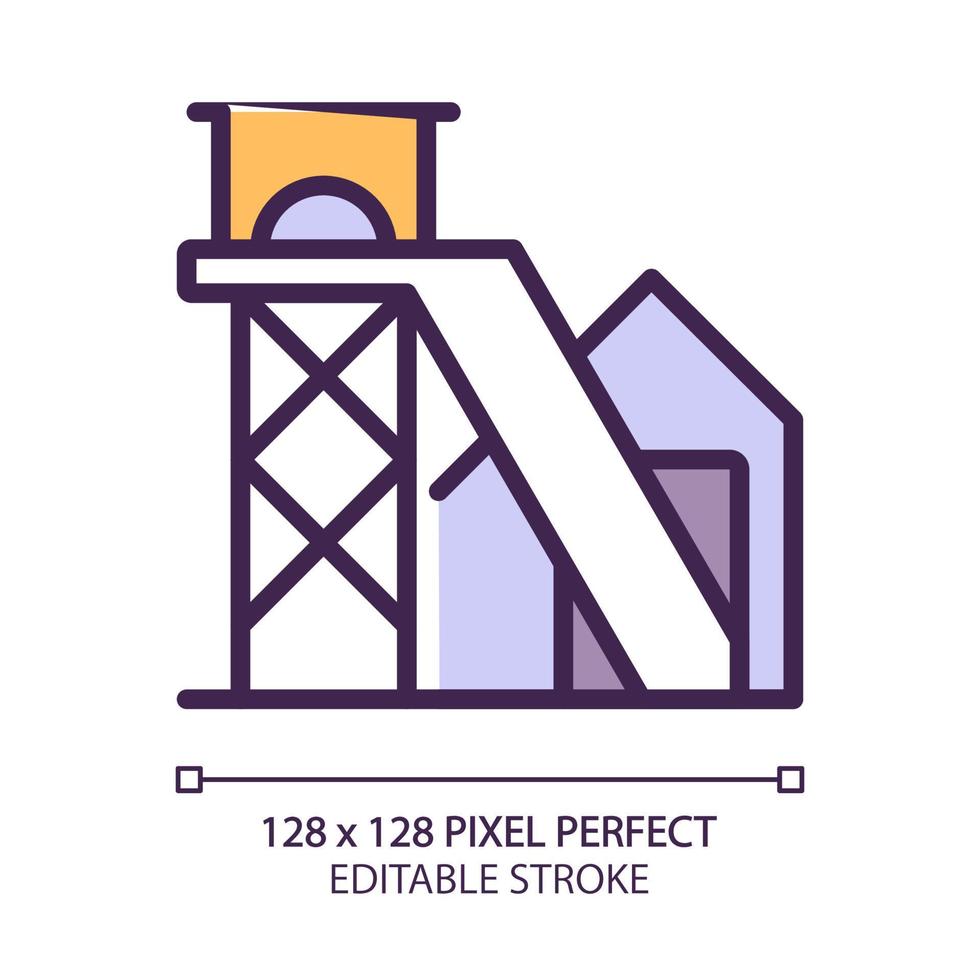 Kohle Bergwerk Pixel perfekt rgb Farbe Symbol. Ader von Fossil Treibstoff im Erde. Extraktion von Felsen und Erz. schwer Industrie. isoliert Vektor Illustration. einfach gefüllt Linie Zeichnung. editierbar Schlaganfall