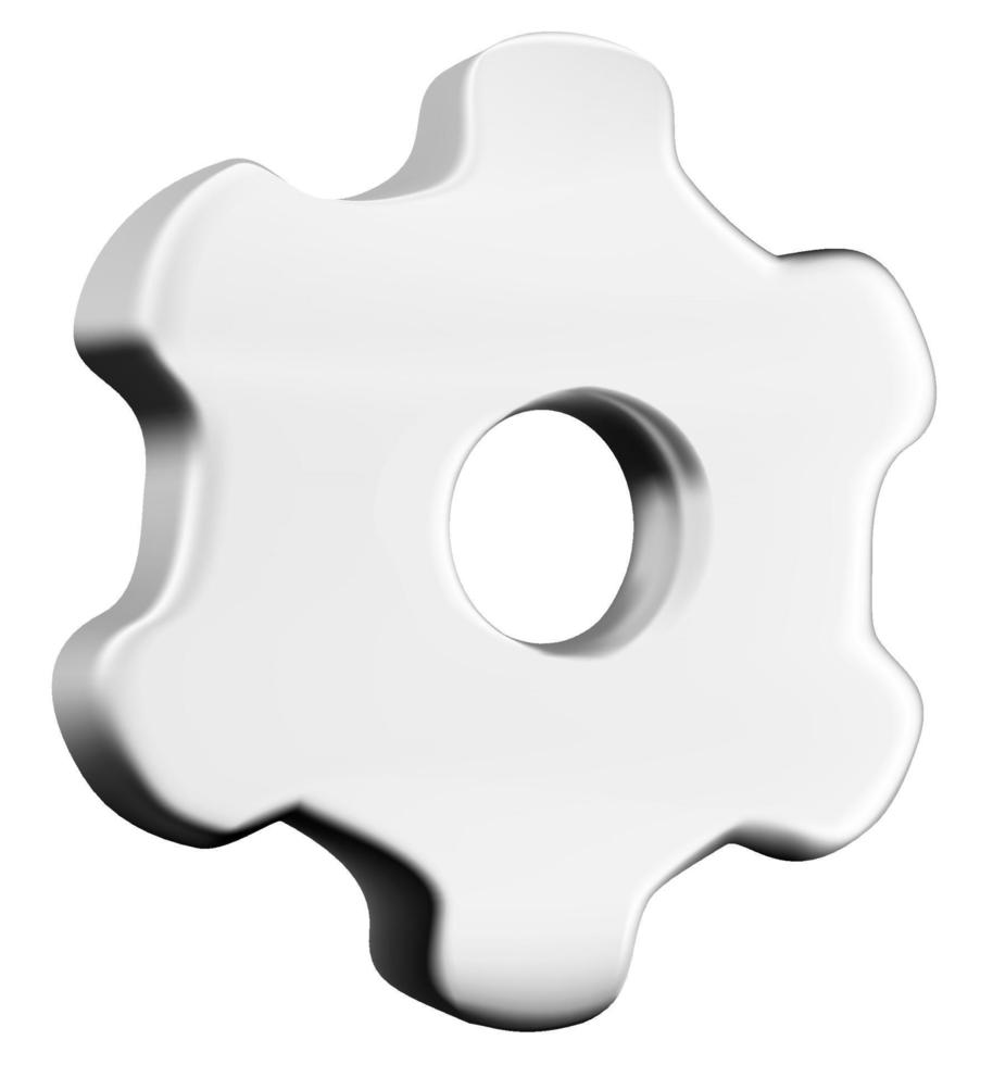 Getriebe 3d Symbol. Metall Platte mit Zähne. isoliert Objekt auf ein Weiß Hintergrund. vektor