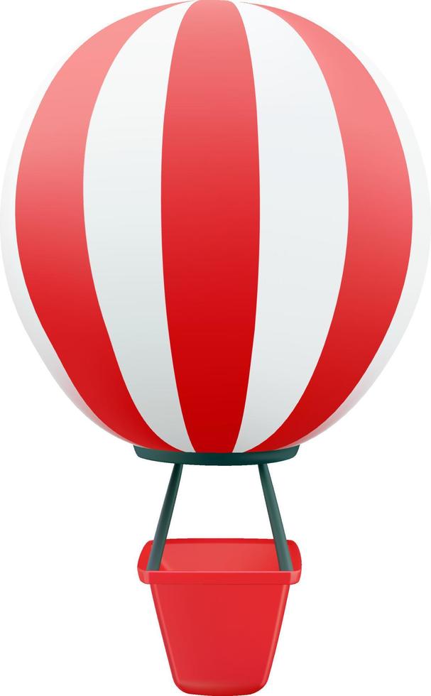 3d varm luft ballong vektor illustration. röd och vit varm luft ballong ikon 3d tecknad serie stil.