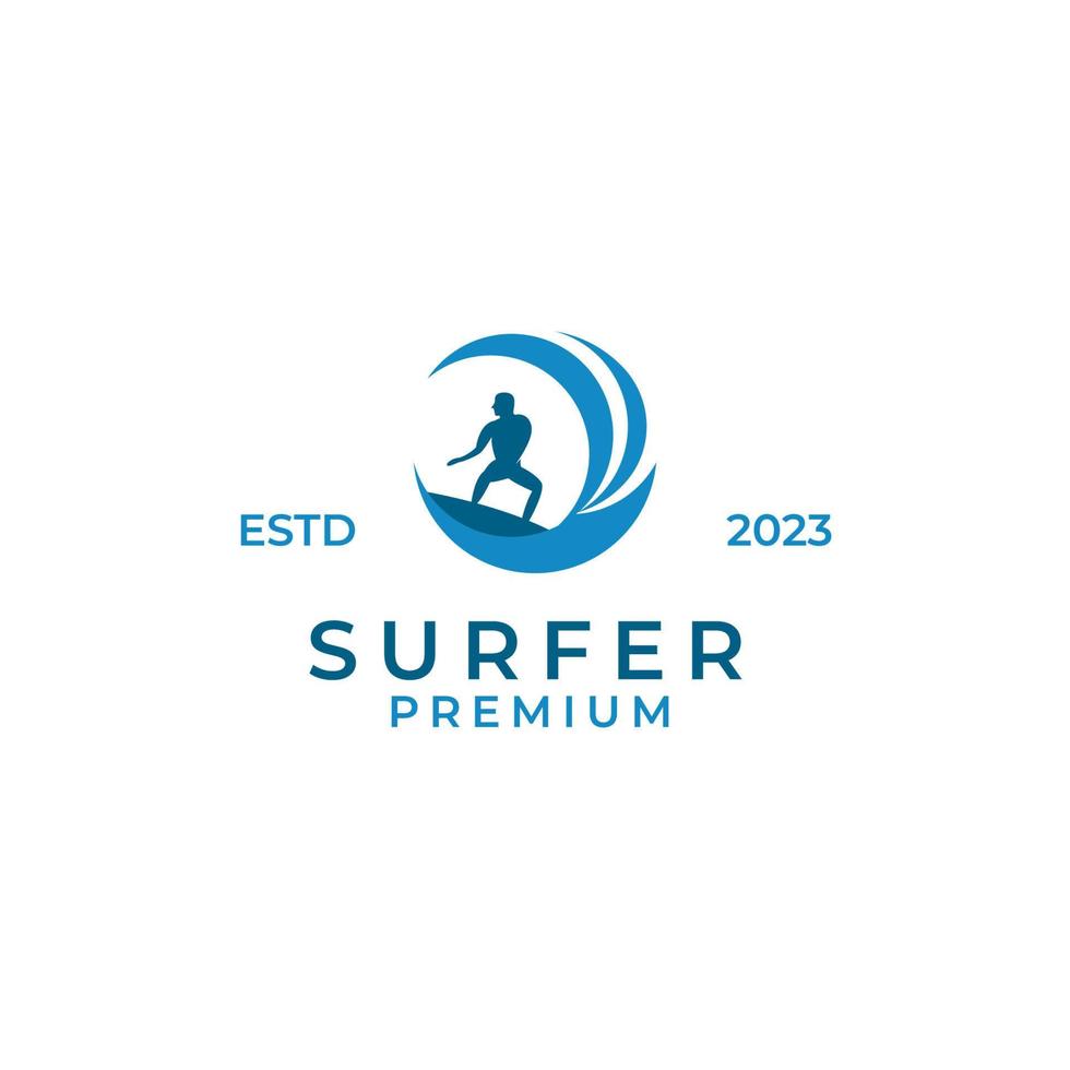 Vektor Mann Surfen Logo Design Konzept Illustration Idee