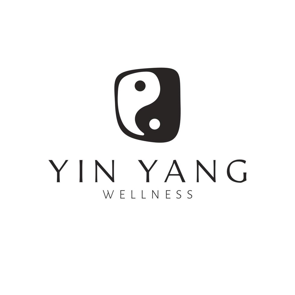 Yin Yang Marke Logo Design. Stein Wellness Logotyp. Balance Symbol Logo Vorlage. vektor