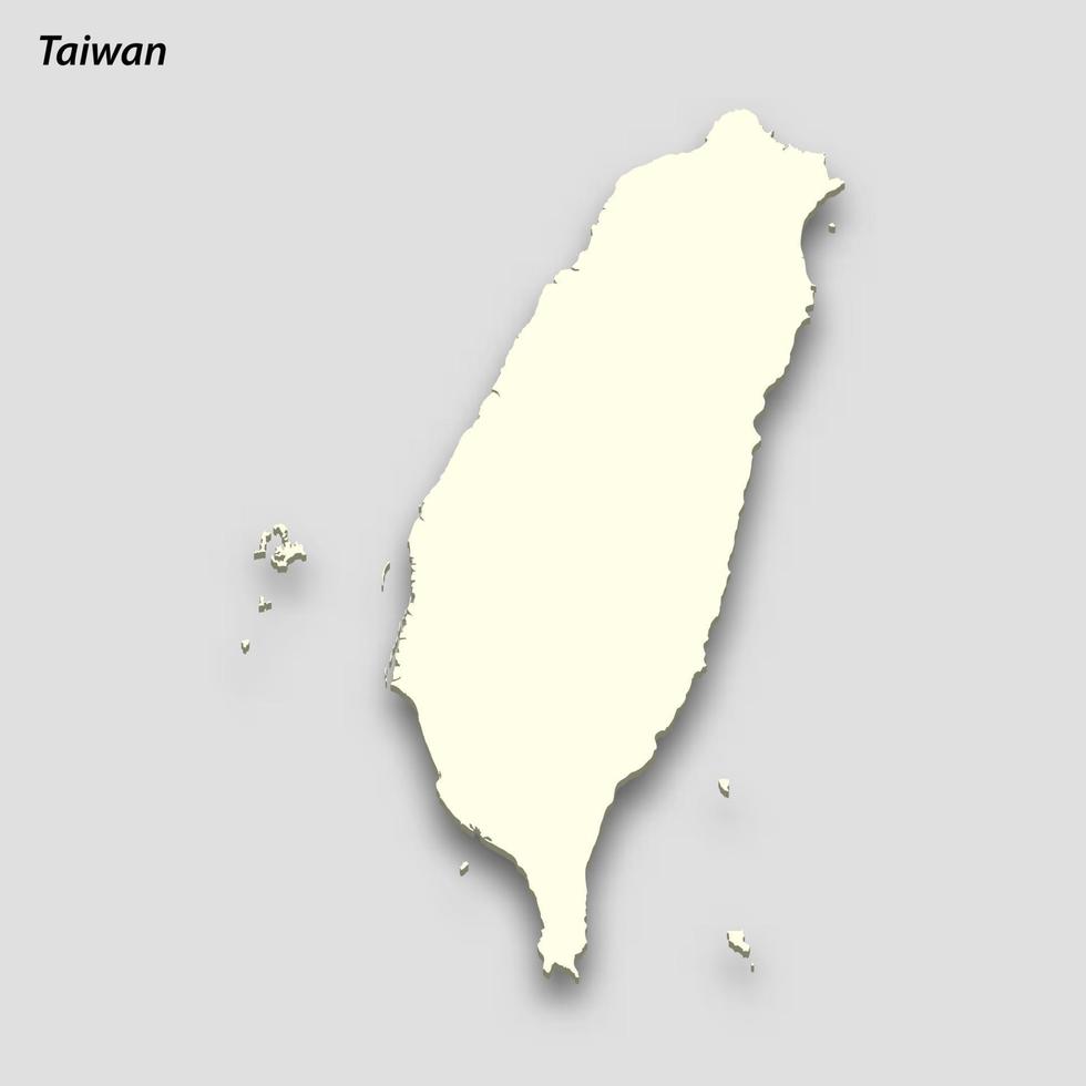 3d isometrisk Karta av taiwan isolerat med skugga vektor