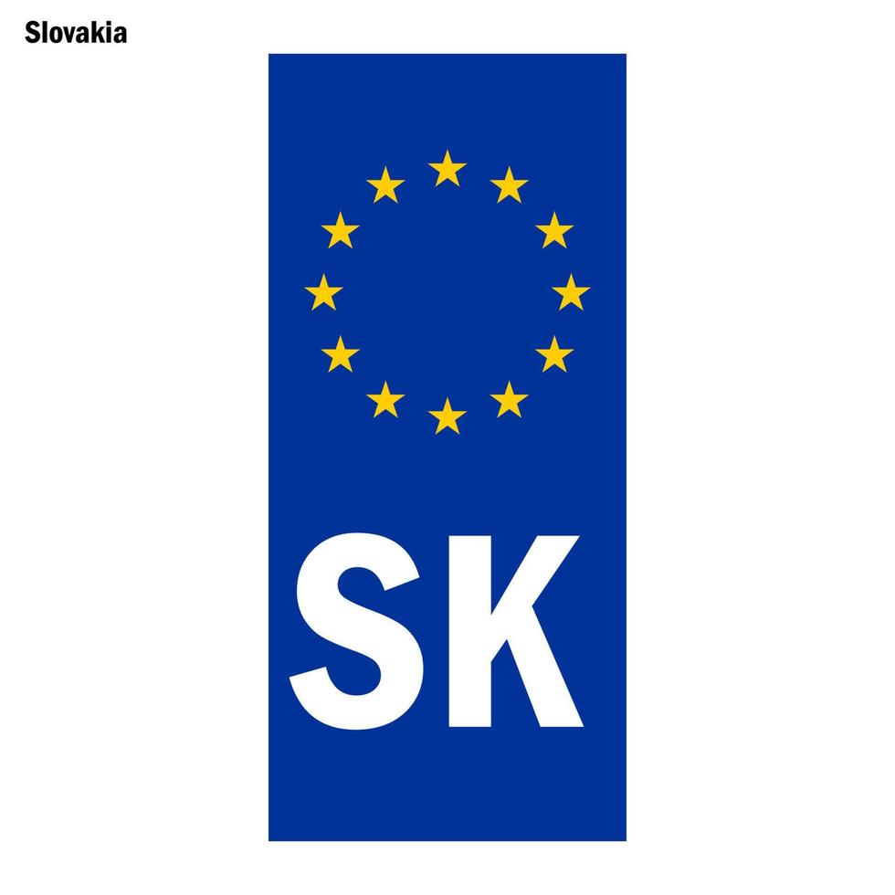 eu Land identifierare. blå band på licens plattor slovakia vektor