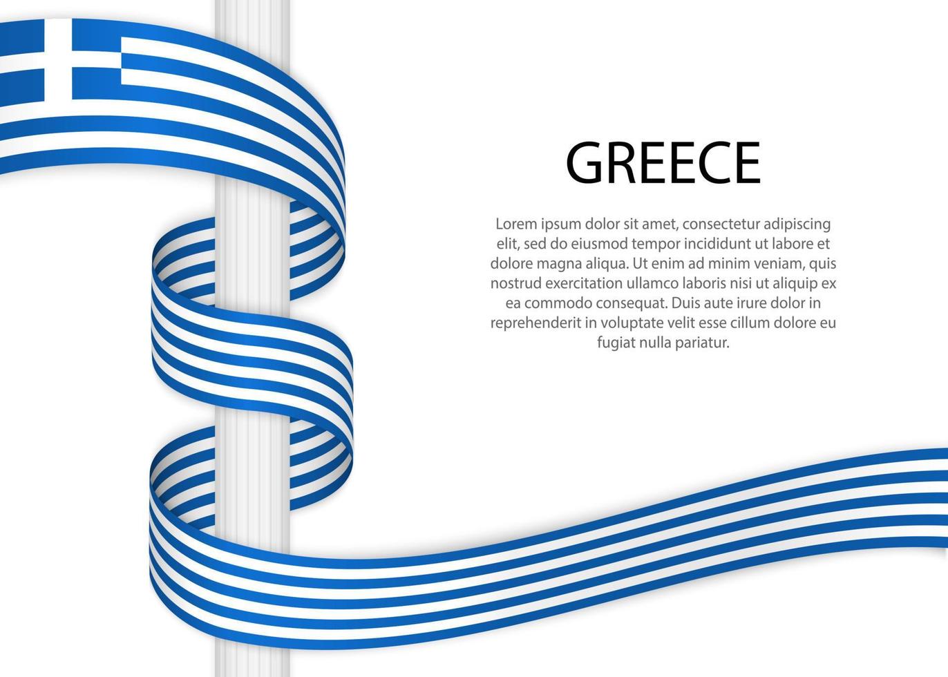 winken Band auf Pole mit Flagge von Griechenland. Vorlage zum unabhängig vektor