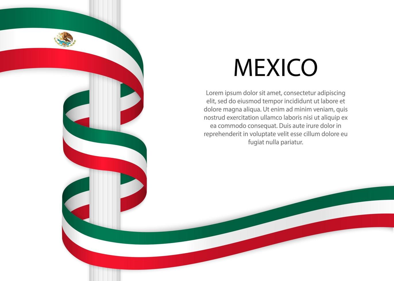 winken Band auf Pole mit Flagge von Mexiko. Vorlage zum unabhängig vektor