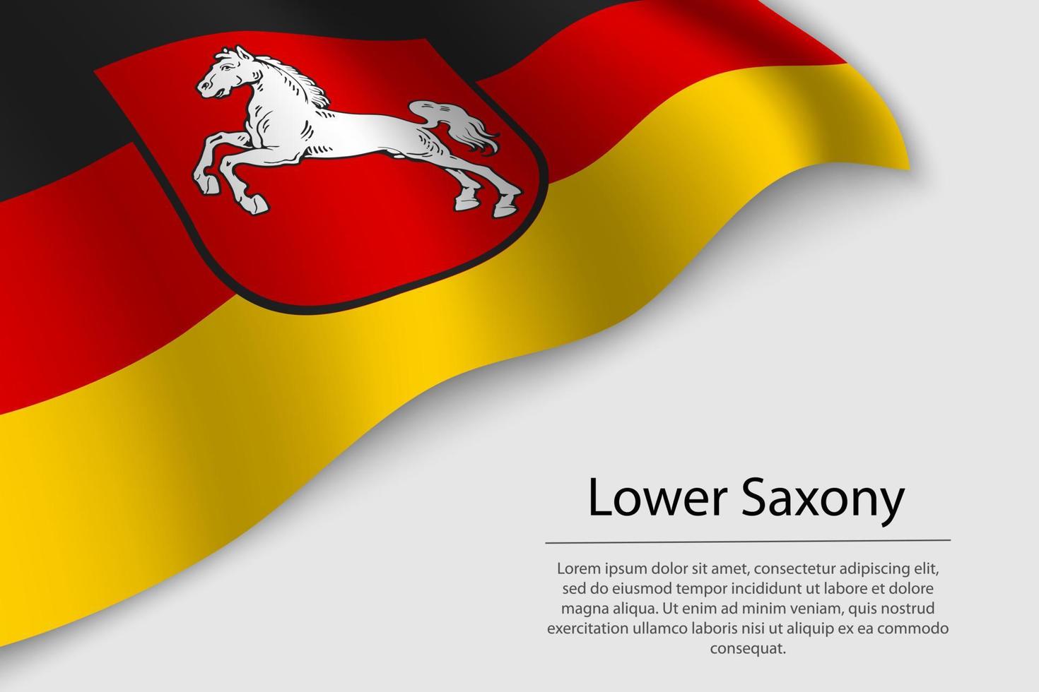 Vinka flagga av lägre saxony är en stat av Tyskland. baner eller ribbo vektor