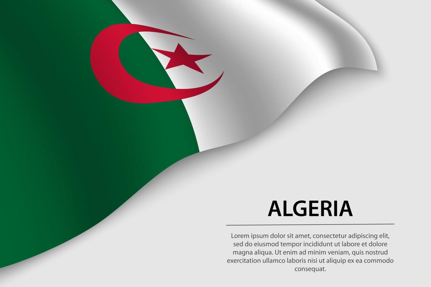 Welle Flagge von Algerien auf Weiß Hintergrund. Banner oder Band vecto vektor