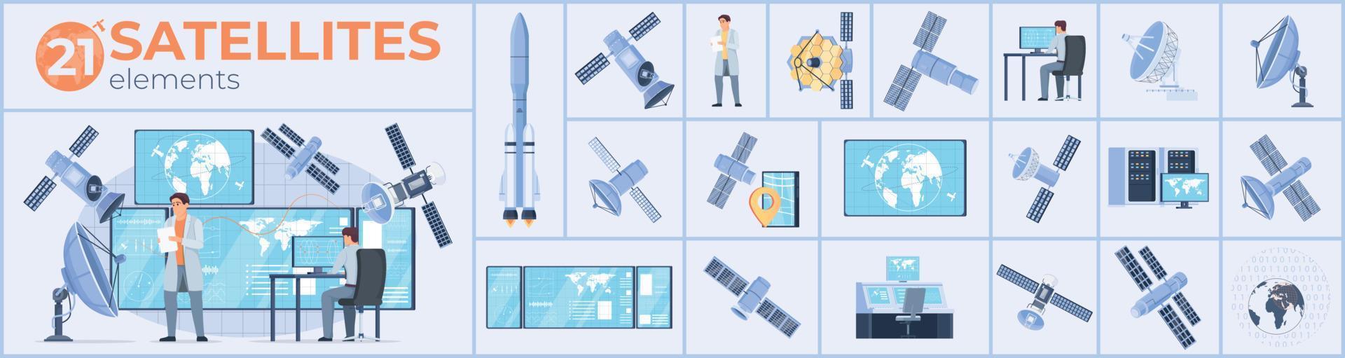 Satelliten Komposition einstellen vektor