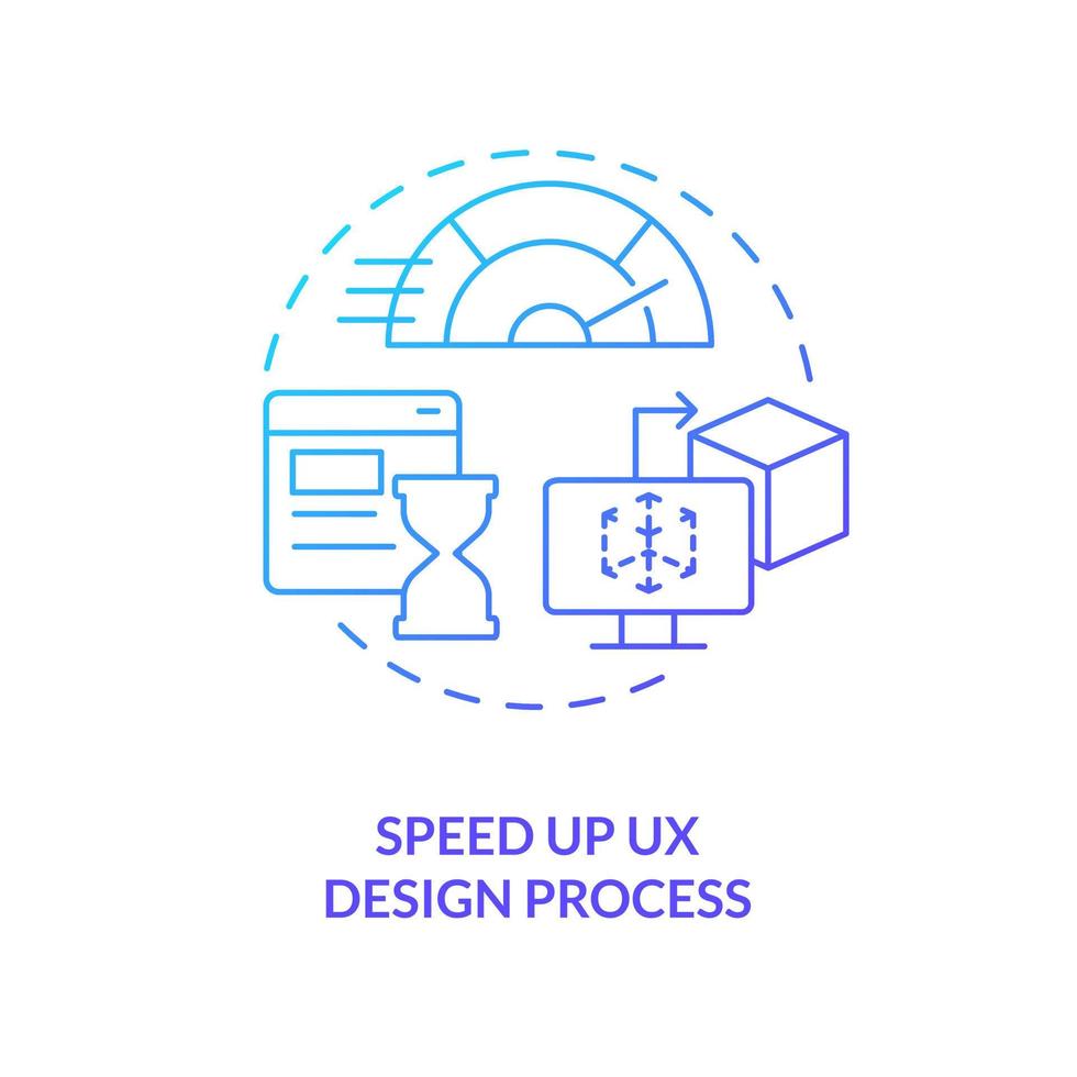 hastighet upp användare erfarenhet design utveckling blå lutning begrepp ikon. kraft av förtrogenhet i ux abstrakt aning tunn linje illustration. isolerat översikt teckning vektor