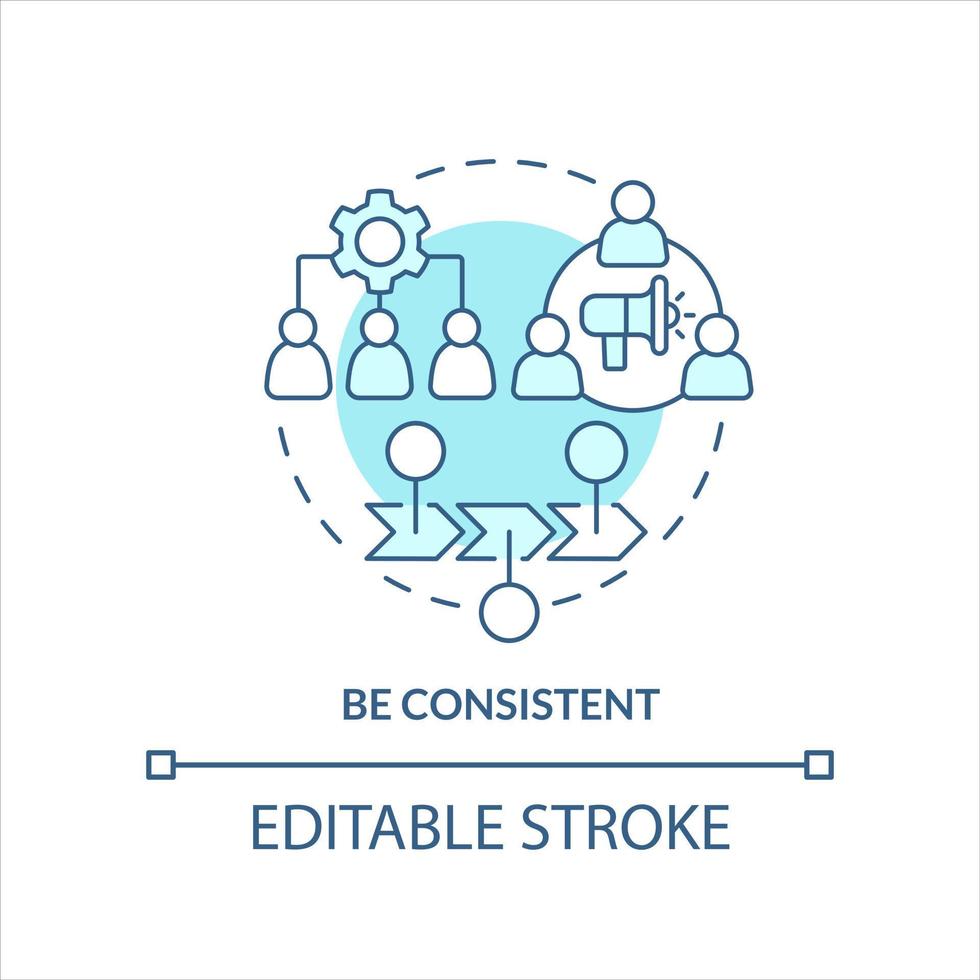 vara konsekvent turkos begrepp ikon. posta innehåll regelbundet. uppmuntra publik abstrakt aning tunn linje illustration. isolerat översikt teckning. redigerbar stroke vektor