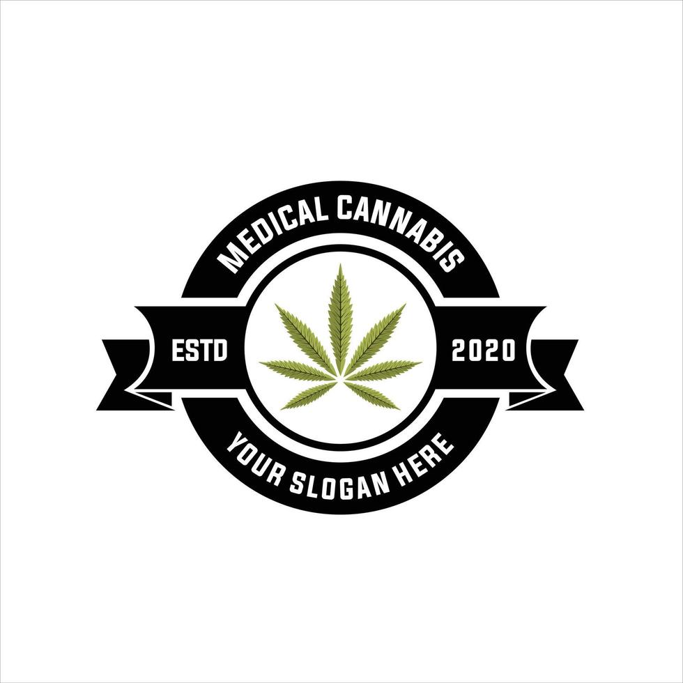 Jahrgang Marihuana Cannabis Hanf Topf Blatt mit Hexagon Rahmen zum thc cbd Anbau Logo Design vektor