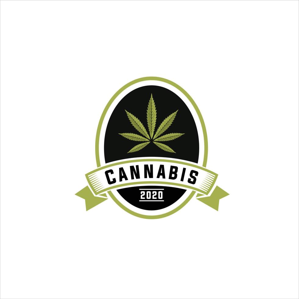 Jahrgang Marihuana Cannabis Hanf Topf Blatt mit Hexagon Rahmen zum thc cbd Anbau Logo Design vektor