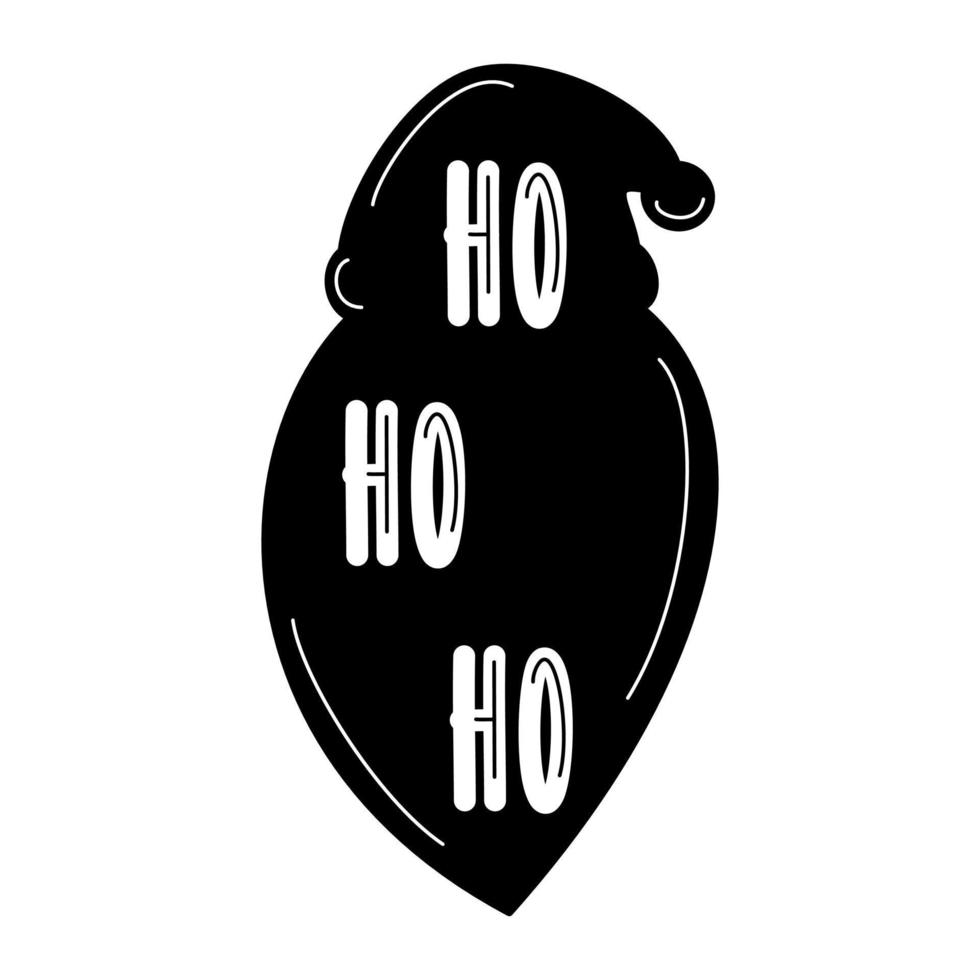 söt svart santa claus silhuett med hand dragen text ho ho ho text högtider vektor kort illustration