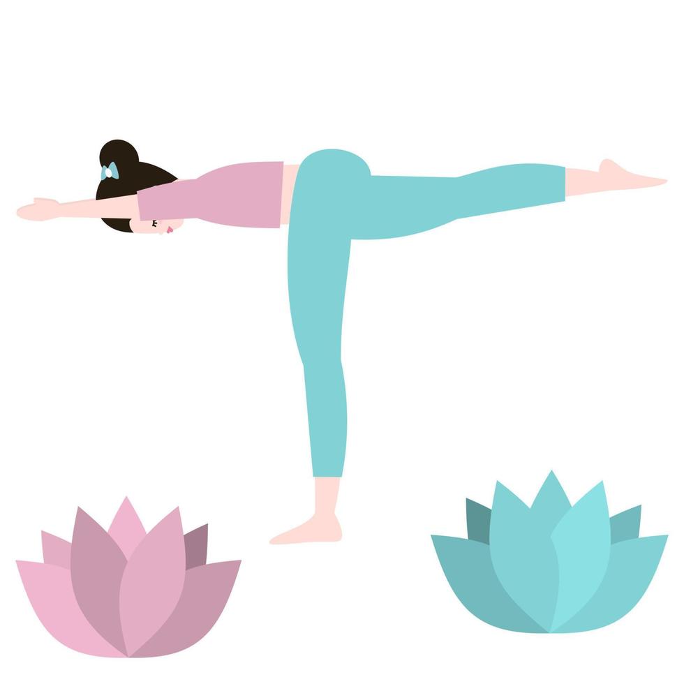 söt färgrik vektor illustration med kvinna i yoga placera