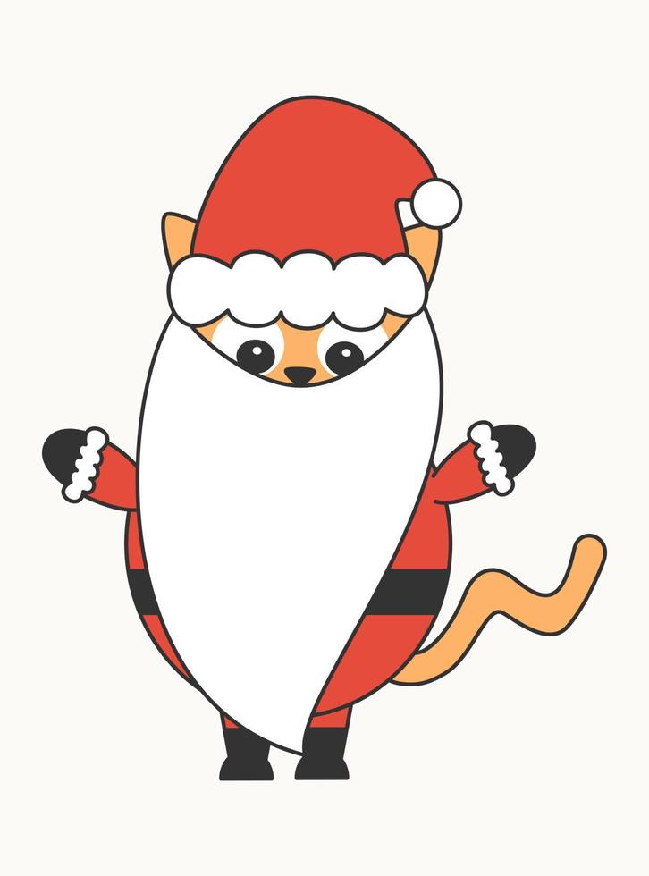 söt tecknad serie karaktär santa claus katt rolig jul vektor platt illustration