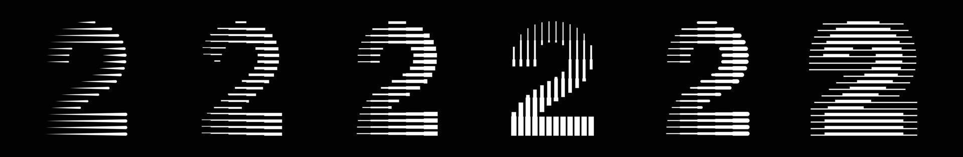 einstellen Zahlen zwei 2 Logo Linien abstrakt modern Kunst Vektor Illustration