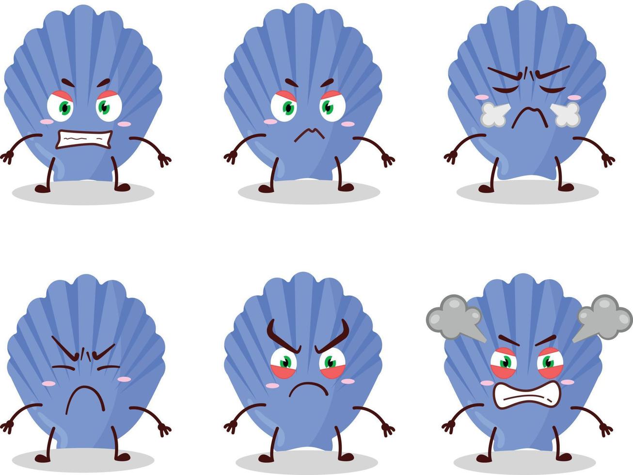 blå skal tecknad serie karaktär med olika arg uttryck vektor