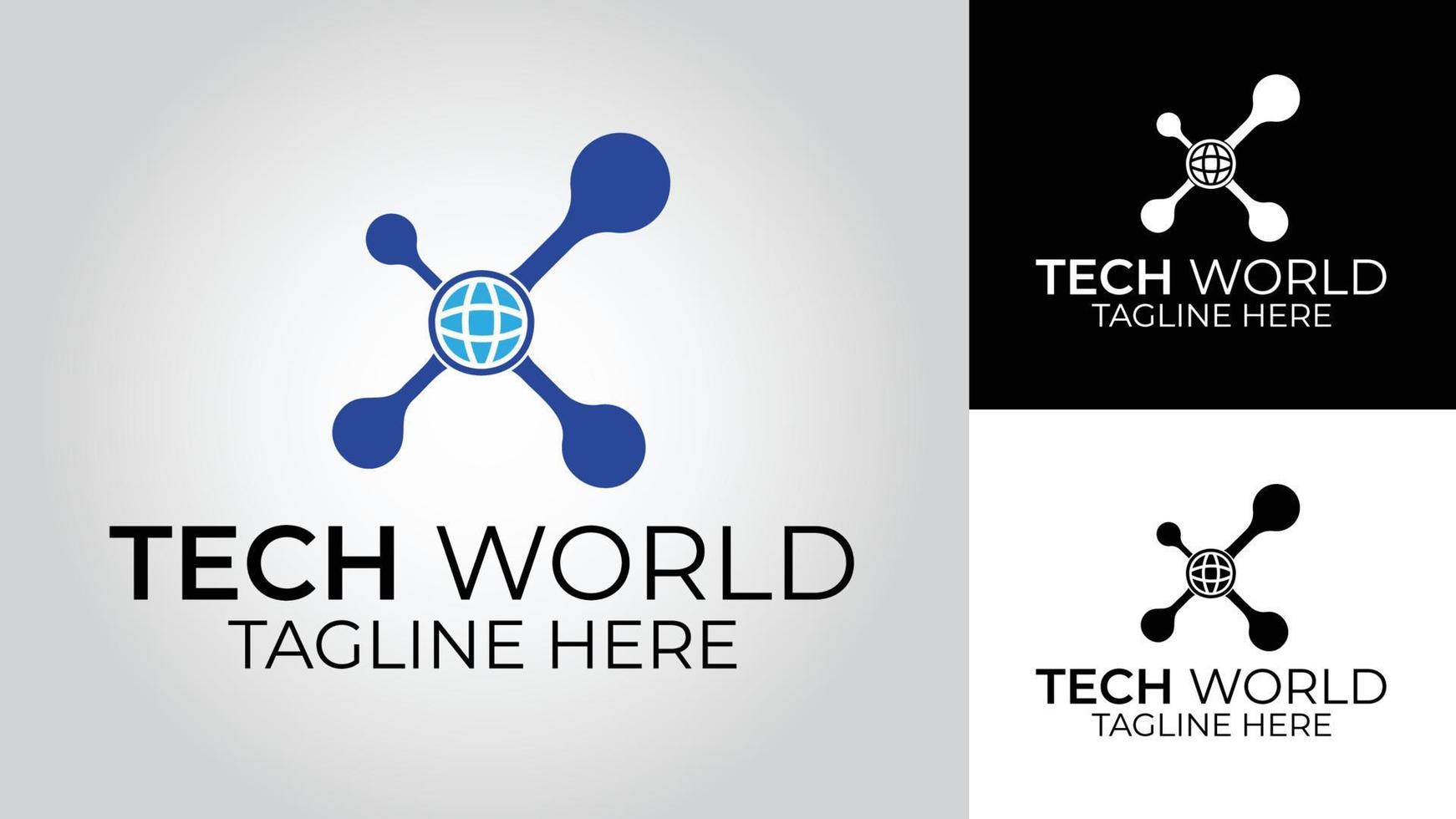tech värld företag vektor logotyp design
